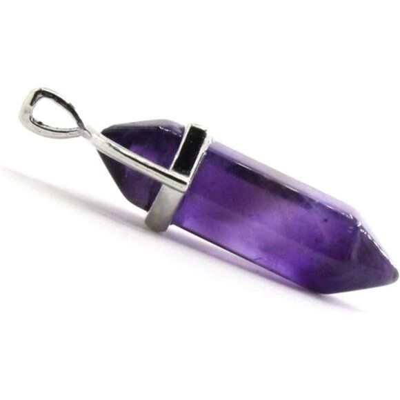 Wholesale Natural Amethyst Crystal Pendant 10 PCS Hexagonal Healing Reiki Quartz - Picture 6 of 8